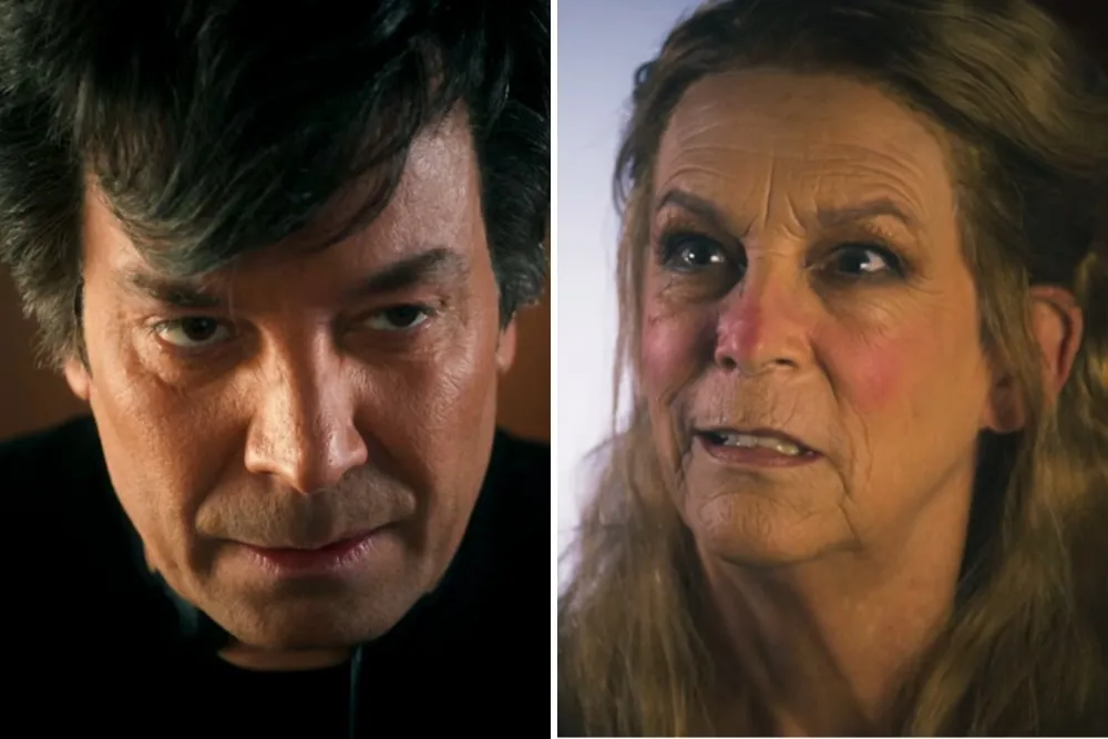 Jimmy Fallon and Jamie Lee Curtis Transform Into Nathan Fielder and Elizabeth Holmes to Spoof ‘You Can See Everything’